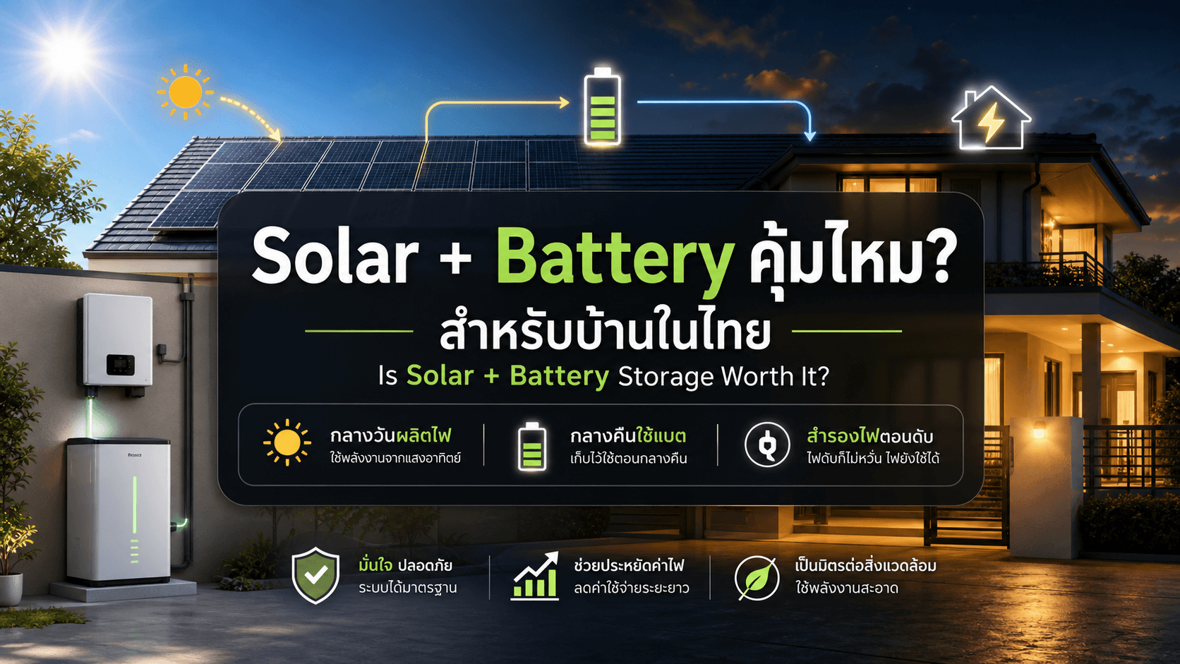 Solar + แบตเตอรี่ไฟฟ้า คุ้มไหมสำหรับบ้านในไทย?