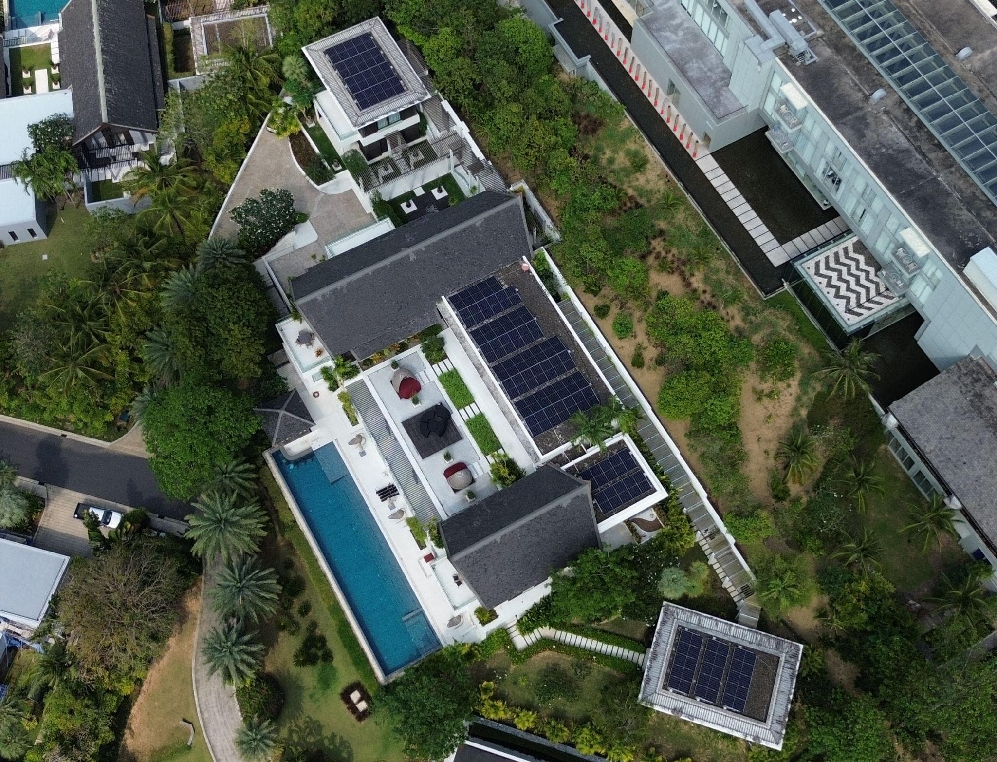 Cape Yamu Villa 8 solar rooftop installation — Phuket