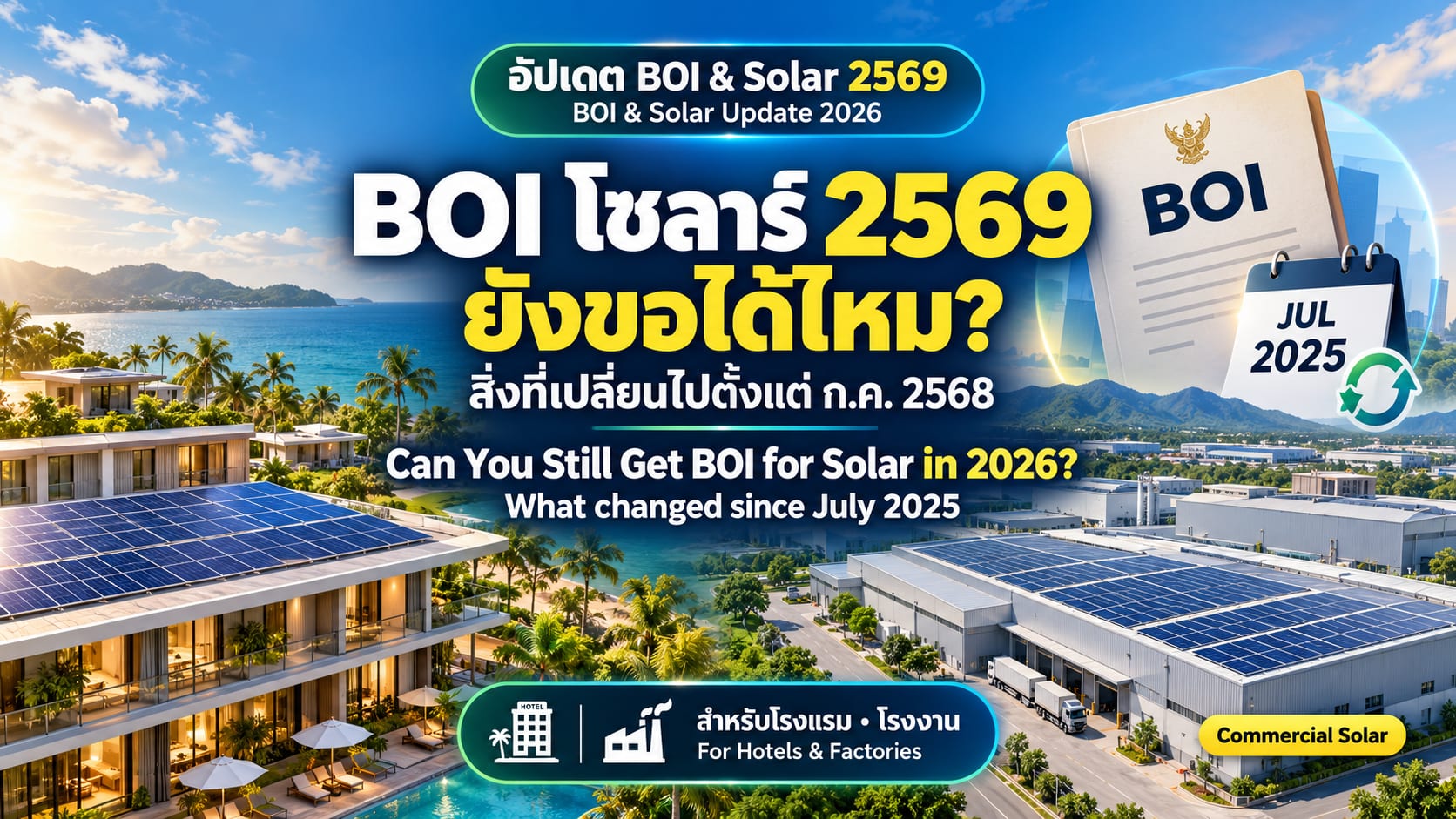 BOI โซลาร์ 2569 ยังขอได้ไหม? สิ่งที่เปลี่ยนไปตั้งแต่ ก.ค. 2568