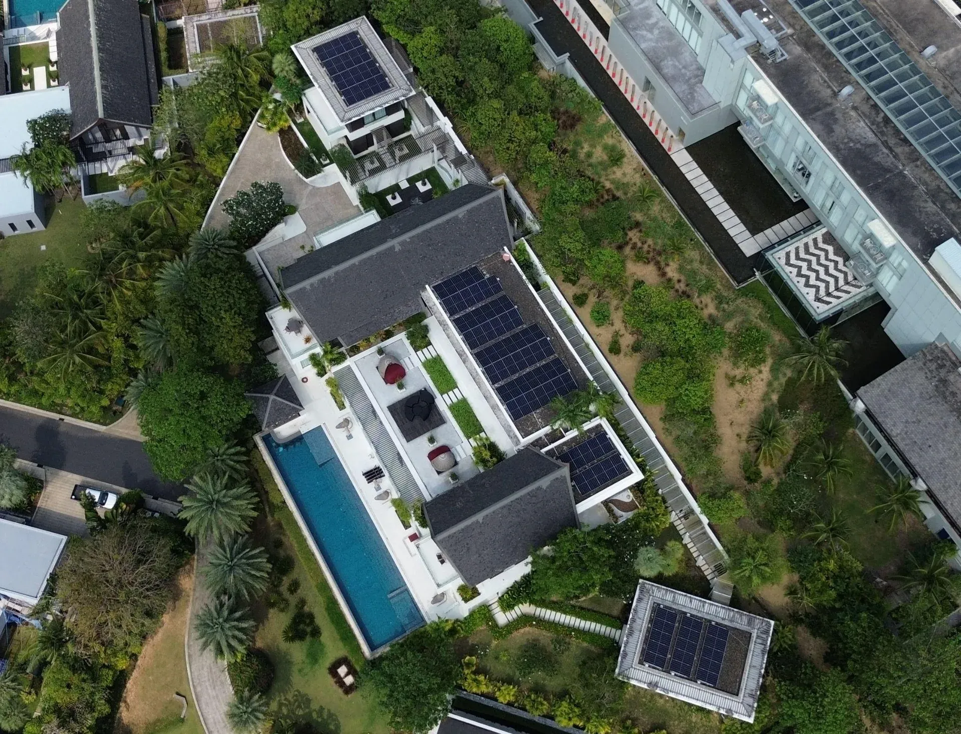 Cape Yamu Villa 8 solar rooftop installation — Phuket